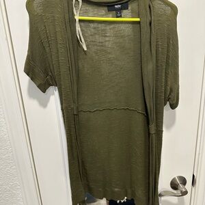 Olive Green Short Sleeve Cardigan